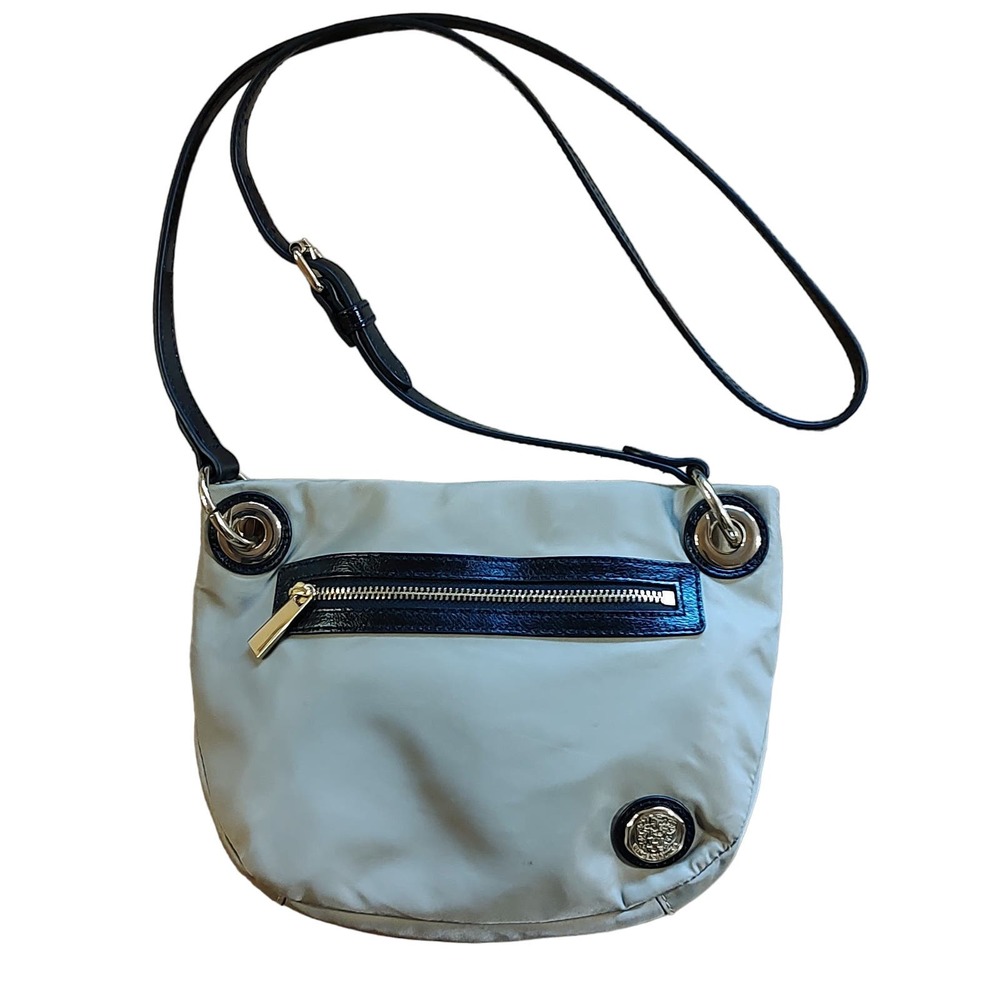 Vince Camuto Khaki Nylon Crossbody Purse w/ Brown Leather Trim